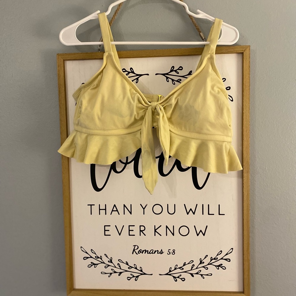 Shade and shore yellow ruffle bikini top